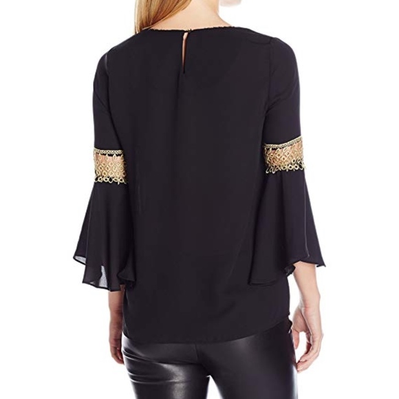 NY Collection Bell Sleeve with Gold Trim - Picture 7 of 8